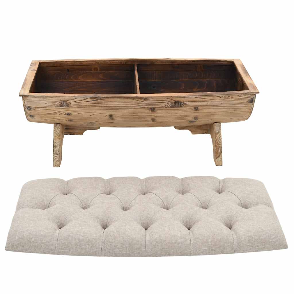 Opbergbankje 103x51x44 cm massief hout en stof – afbeelding 6