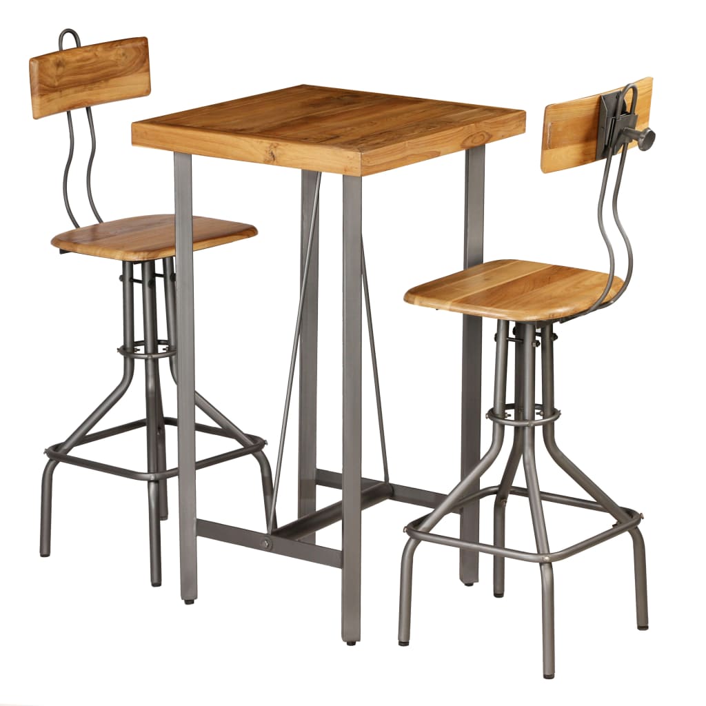 Barset massief gerecycled teakhout 3-delig