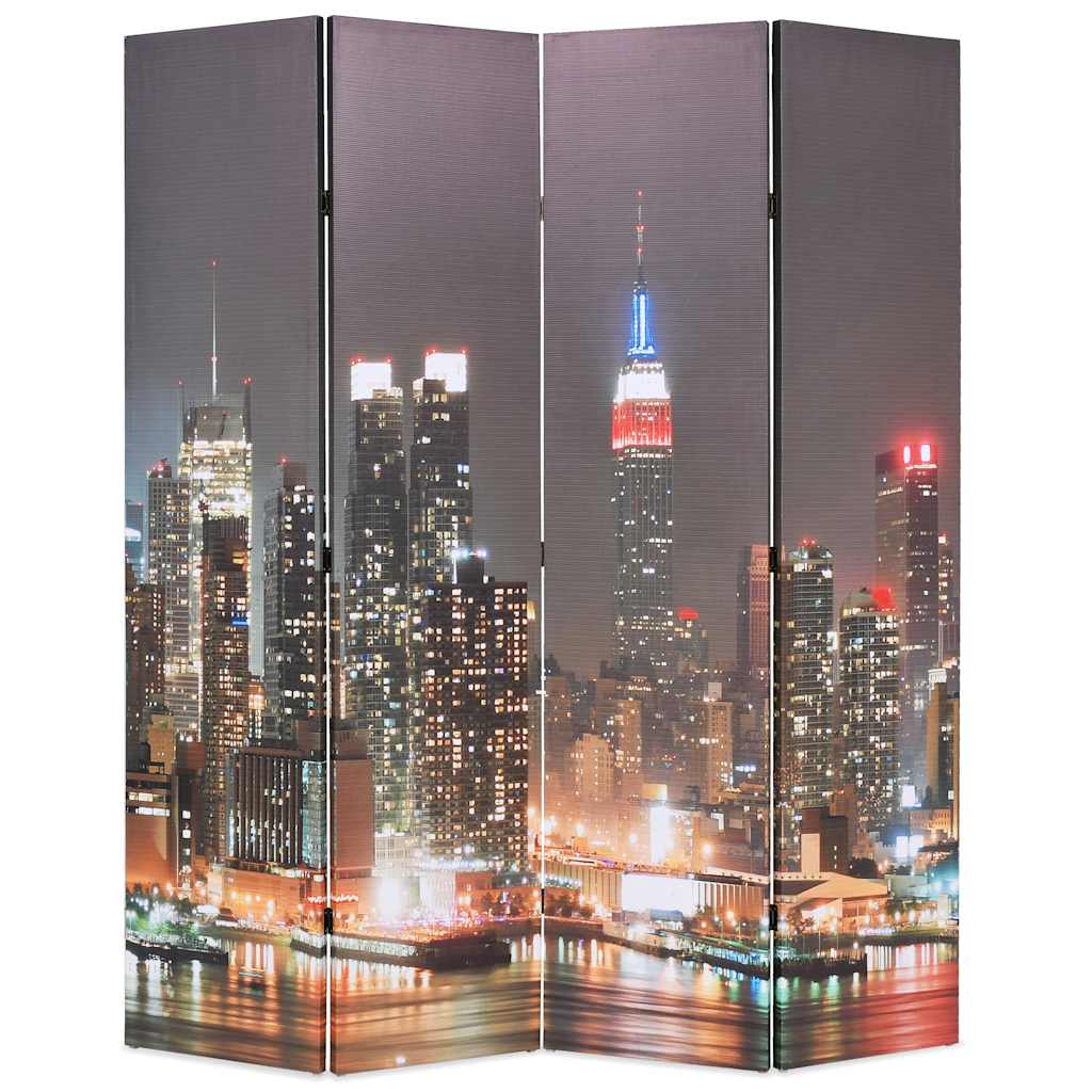 Kamerscherm inklapbaar New York bij nacht 160x170 cm – afbeelding 1