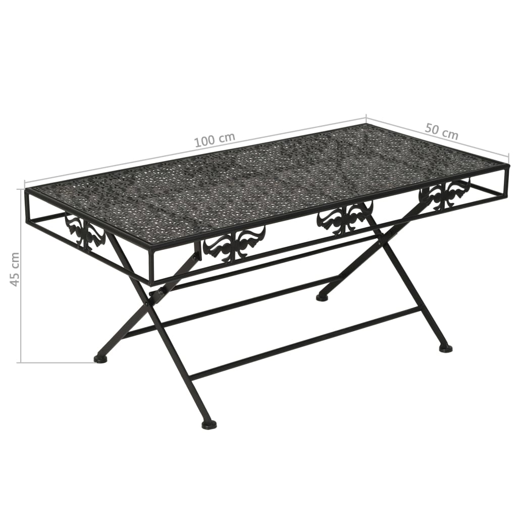 Salontafel vintage stijl inklapbaar 100x50x45 cm metaal zwart – afbeelding 8