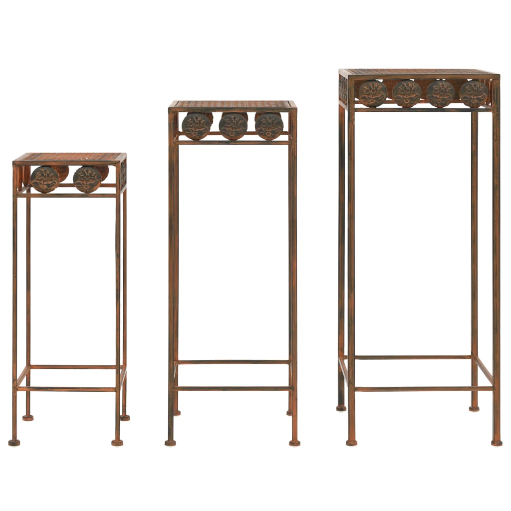Plantenstandaardset vintage stijl metaal roestkleur 3-delig – afbeelding 1