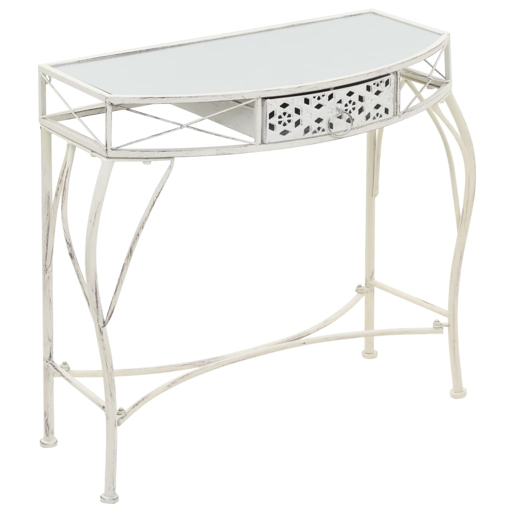 Bijzettafel Franse stijl 82x39x76 cm metaal wit – afbeelding 1
