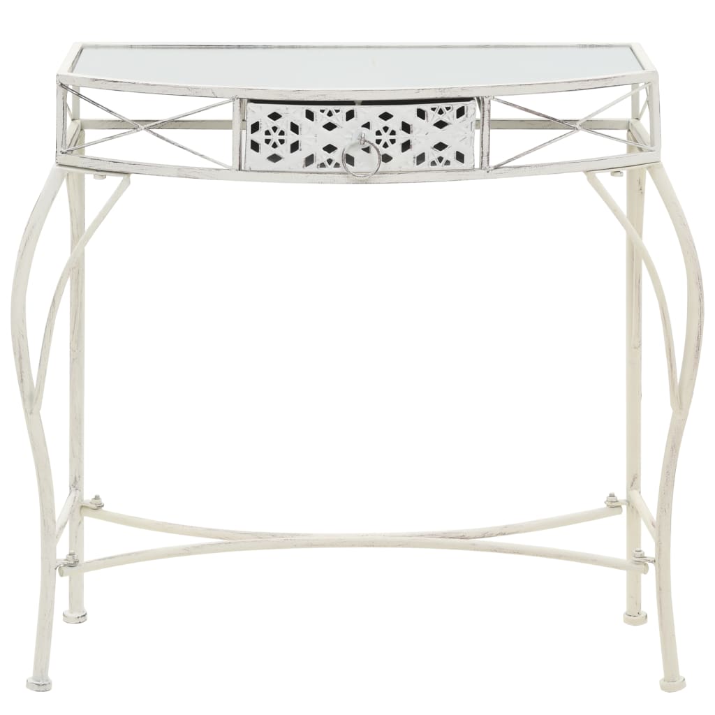 Bijzettafel Franse stijl 82x39x76 cm metaal wit – afbeelding 2