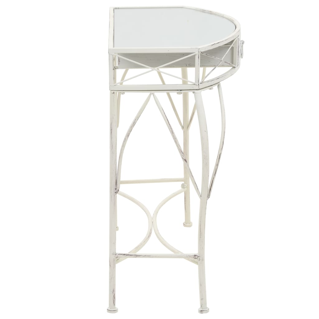 Bijzettafel Franse stijl 82x39x76 cm metaal wit – afbeelding 3