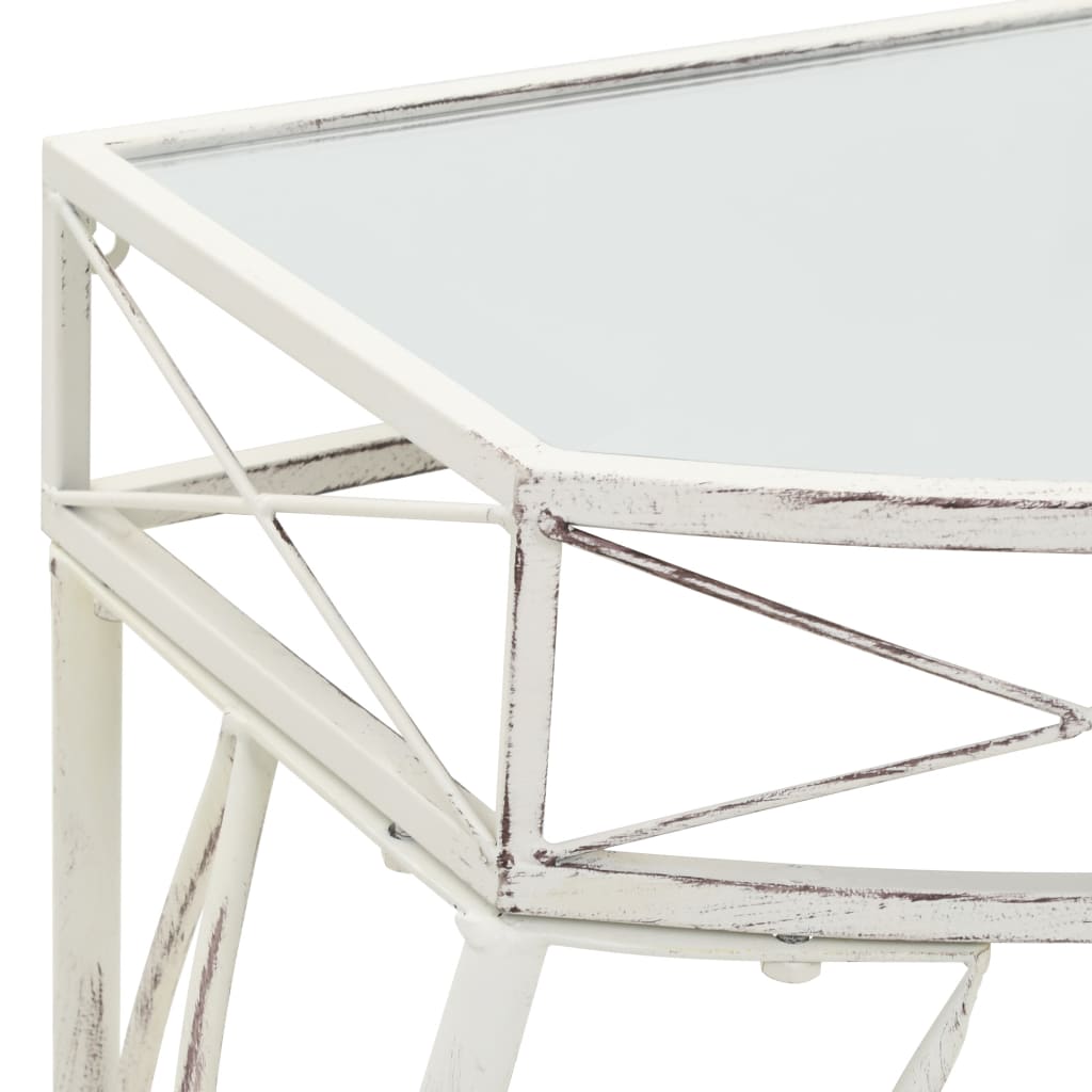 Bijzettafel Franse stijl 82x39x76 cm metaal wit – afbeelding 4