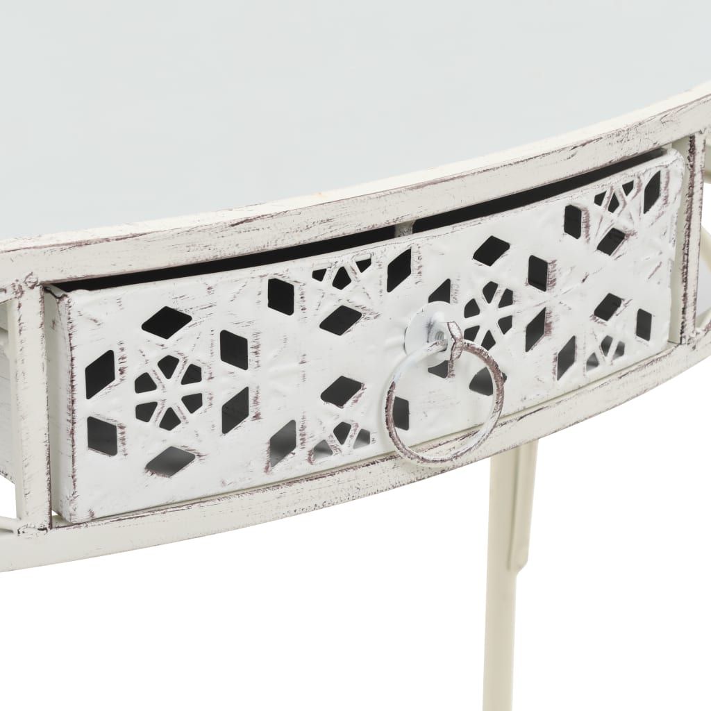 Bijzettafel Franse stijl 82x39x76 cm metaal wit – afbeelding 5