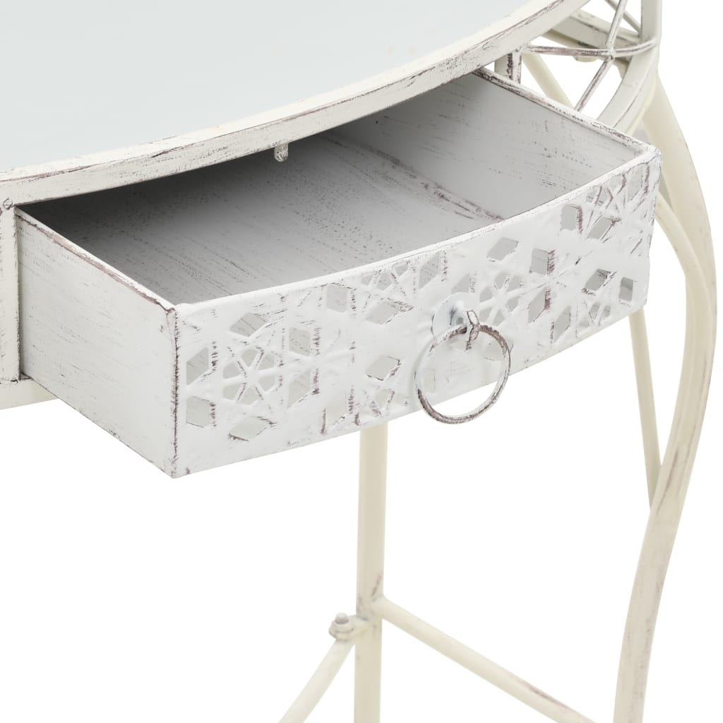 Bijzettafel Franse stijl 82x39x76 cm metaal wit – afbeelding 6