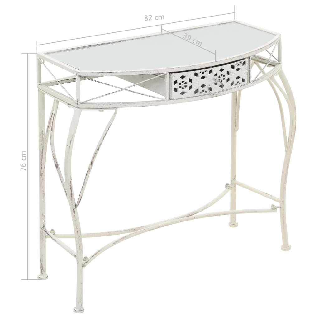 Bijzettafel Franse stijl 82x39x76 cm metaal wit – afbeelding 7