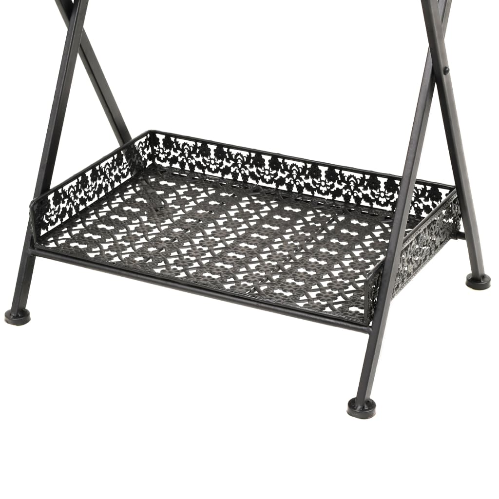 Theetafel vintage stijl inklapbaar 58x35x72 cm metaal zwart – afbeelding 8