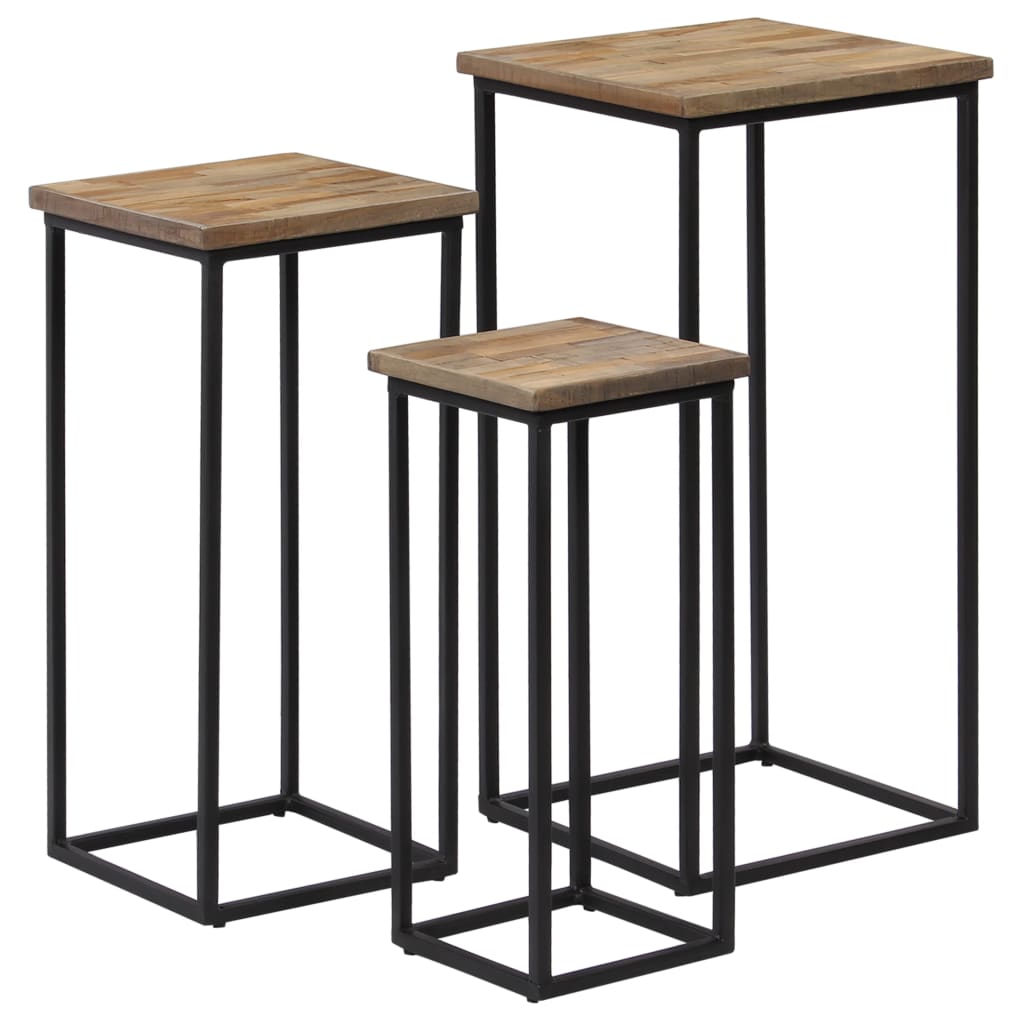 Plantentafelset gerecycled teakhout 3-delig – afbeelding 1