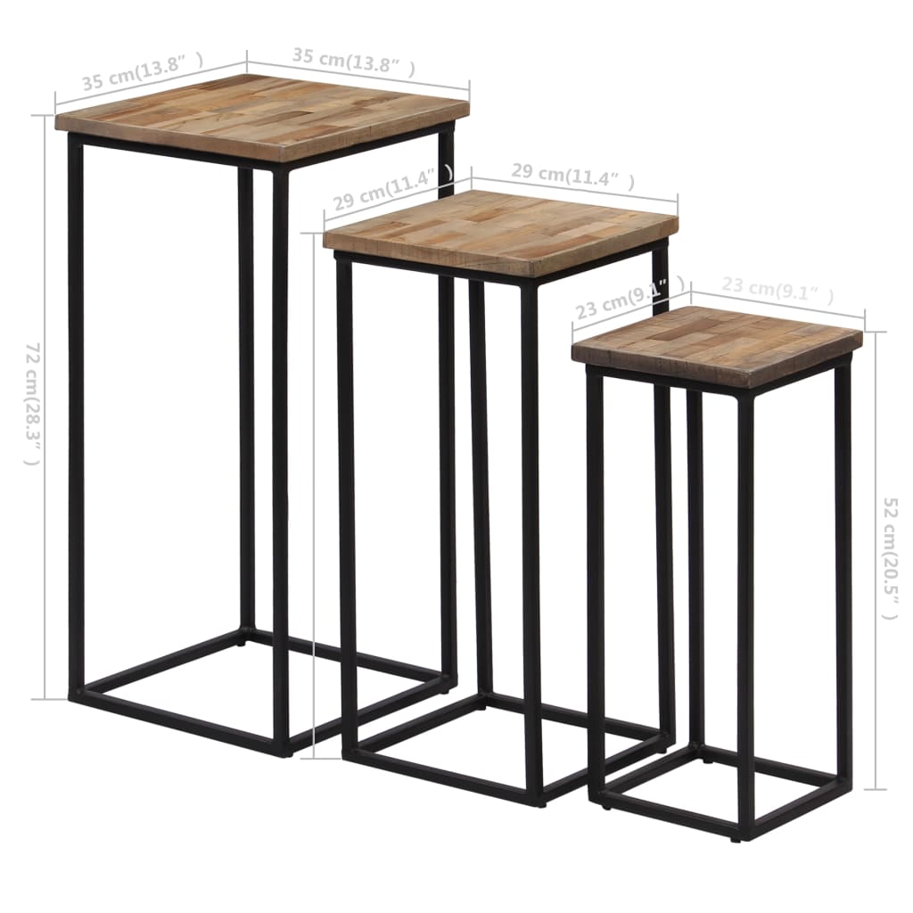 Plantentafelset gerecycled teakhout 3-delig – afbeelding 10
