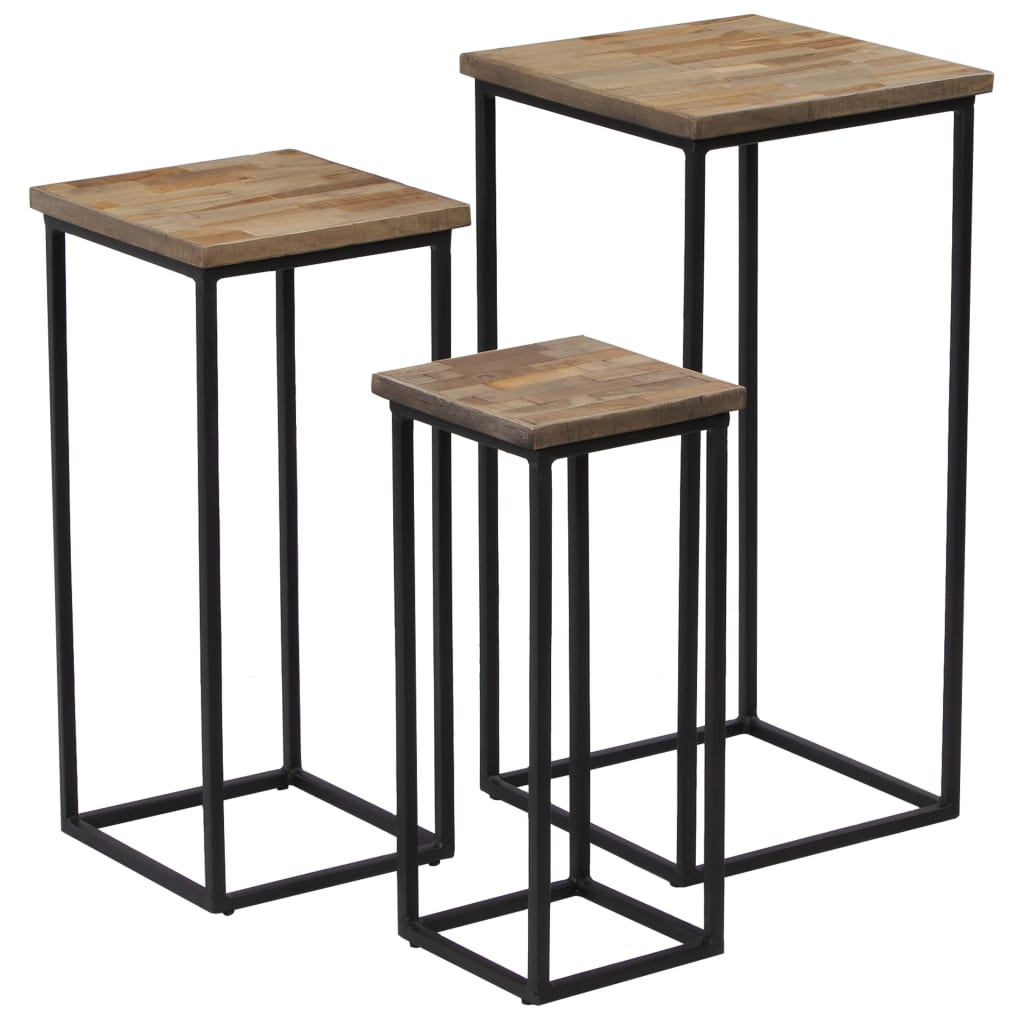 Plantentafelset gerecycled teakhout 3-delig – afbeelding 11
