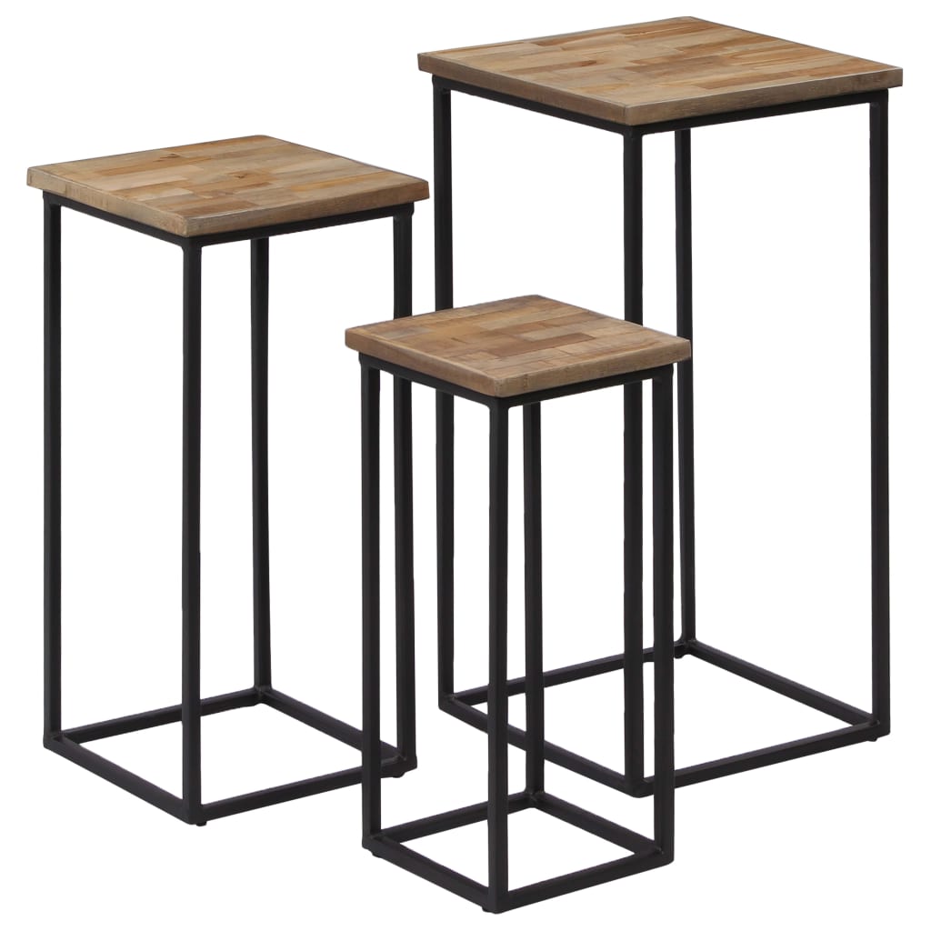Plantentafelset gerecycled teakhout 3-delig – afbeelding 12