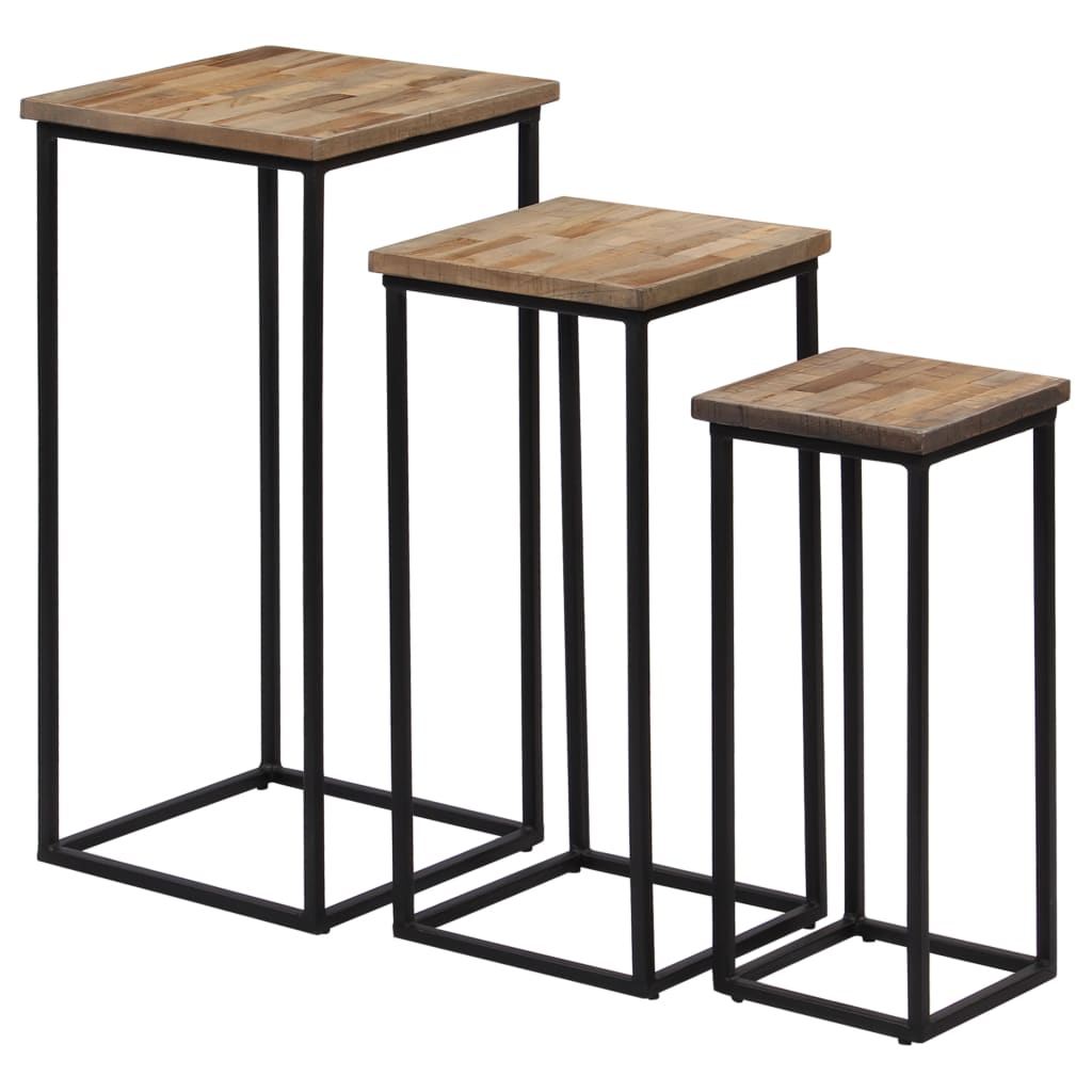 Plantentafelset gerecycled teakhout 3-delig – afbeelding 3