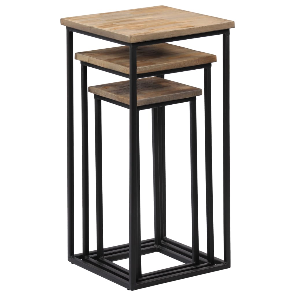 Plantentafelset gerecycled teakhout 3-delig – afbeelding 5