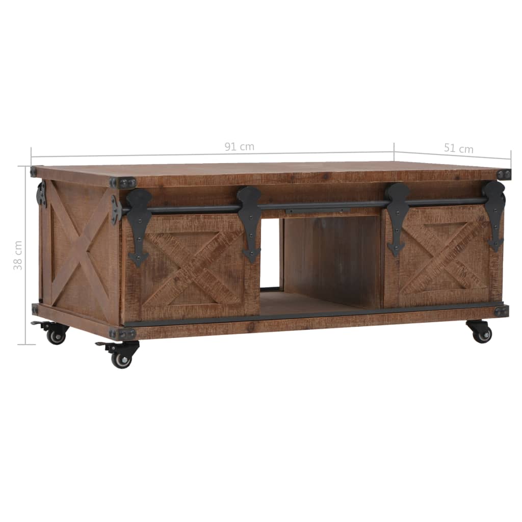 Salontafel 91x51x38 cm massief vurenhout bruin – afbeelding 11
