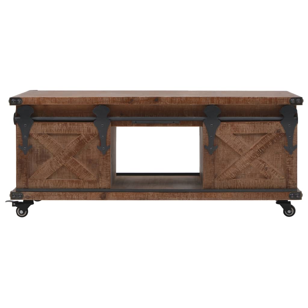 Salontafel 91x51x38 cm massief vurenhout bruin – afbeelding 2