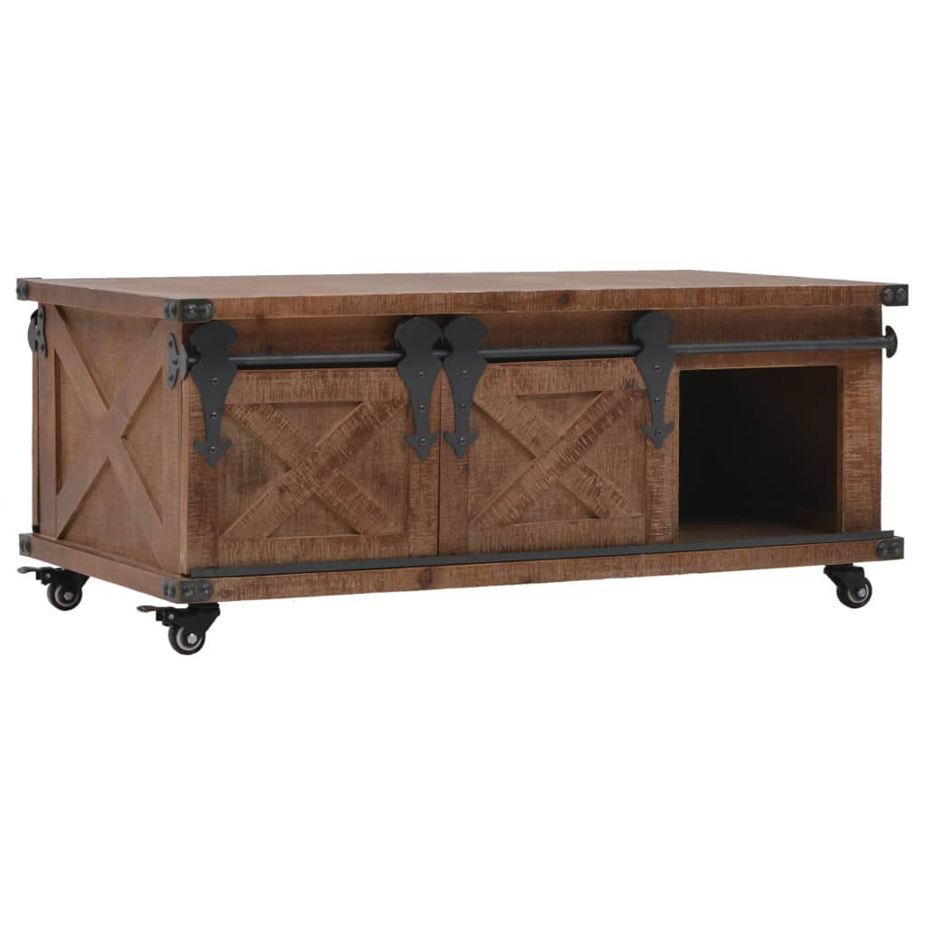 Salontafel 91x51x38 cm massief vurenhout bruin – afbeelding 5