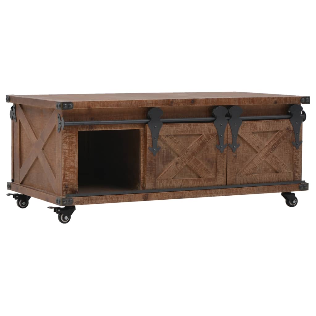 Salontafel 91x51x38 cm massief vurenhout bruin – afbeelding 6