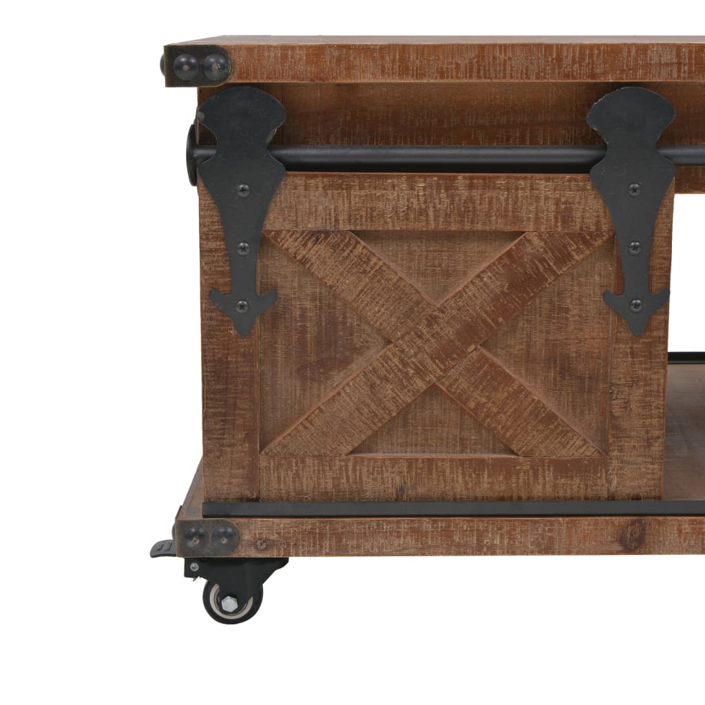 Salontafel 91x51x38 cm massief vurenhout bruin – afbeelding 7