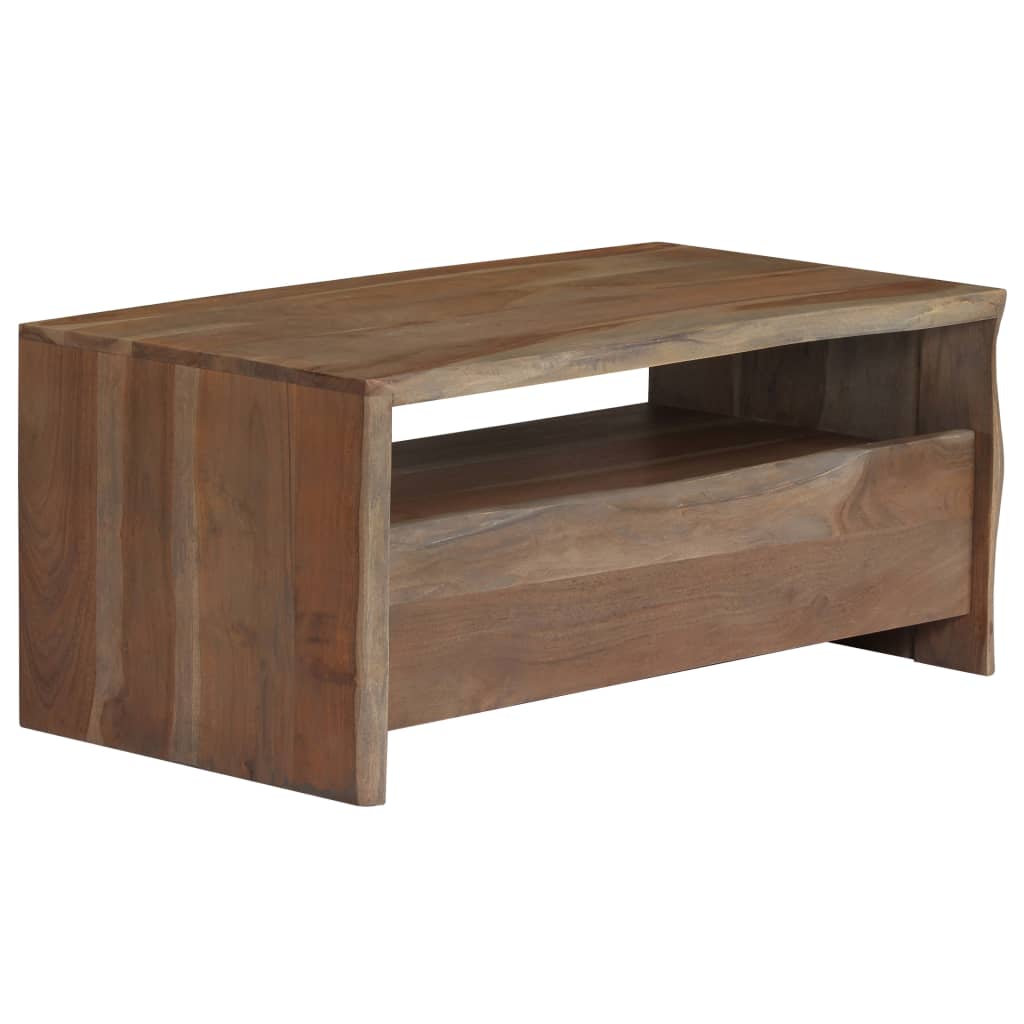 Salontafel met natuurlijke rand 90x50x40 cm acaciahout grijs – afbeelding 1