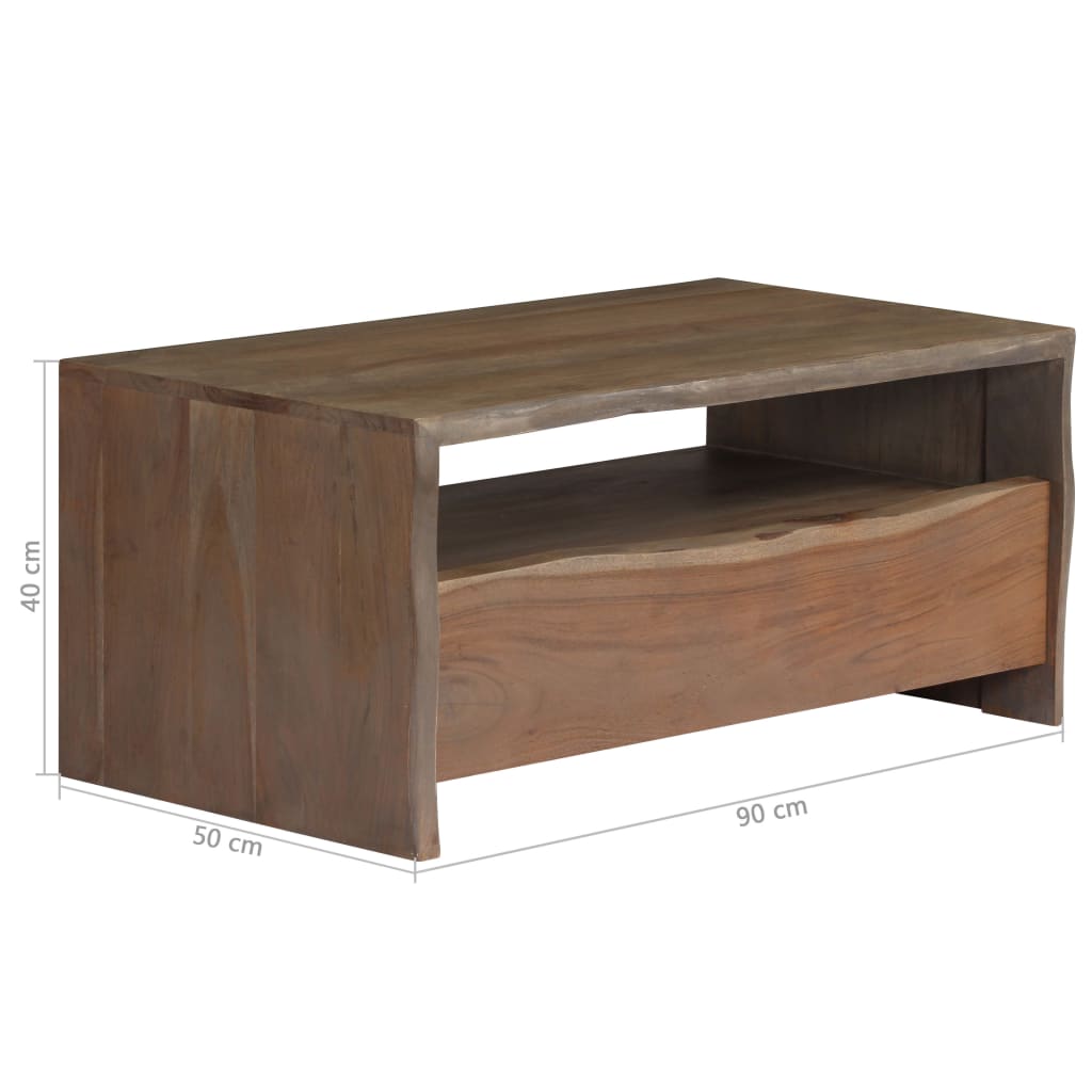 Salontafel met natuurlijke rand 90x50x40 cm acaciahout grijs – afbeelding 11