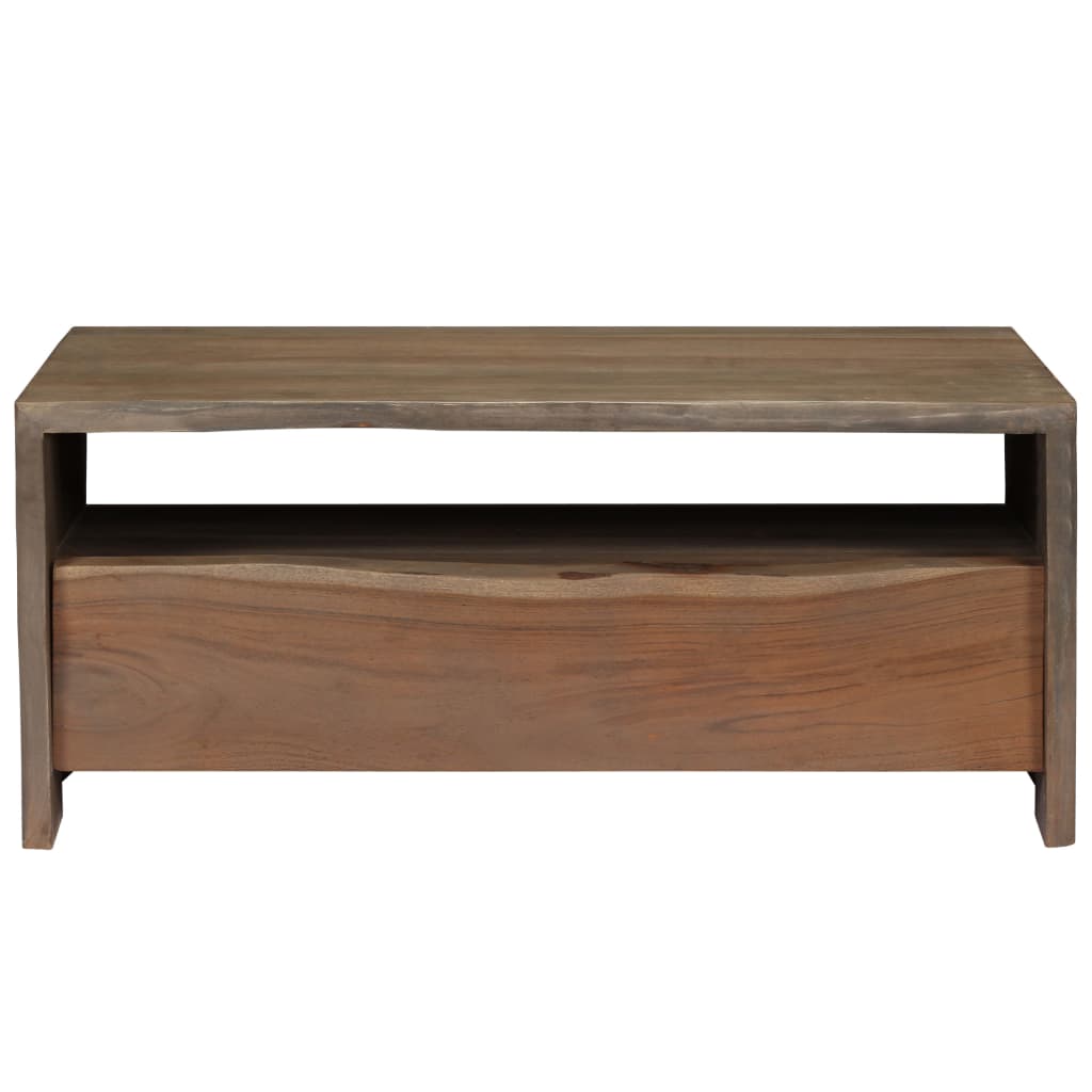 Salontafel met natuurlijke rand 90x50x40 cm acaciahout grijs – afbeelding 2