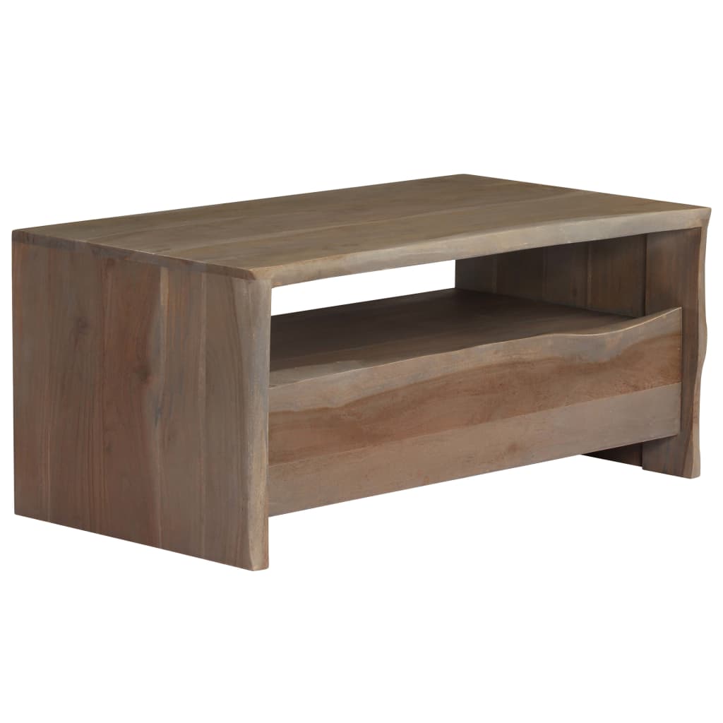 Salontafel met natuurlijke rand 90x50x40 cm acaciahout grijs – afbeelding 7