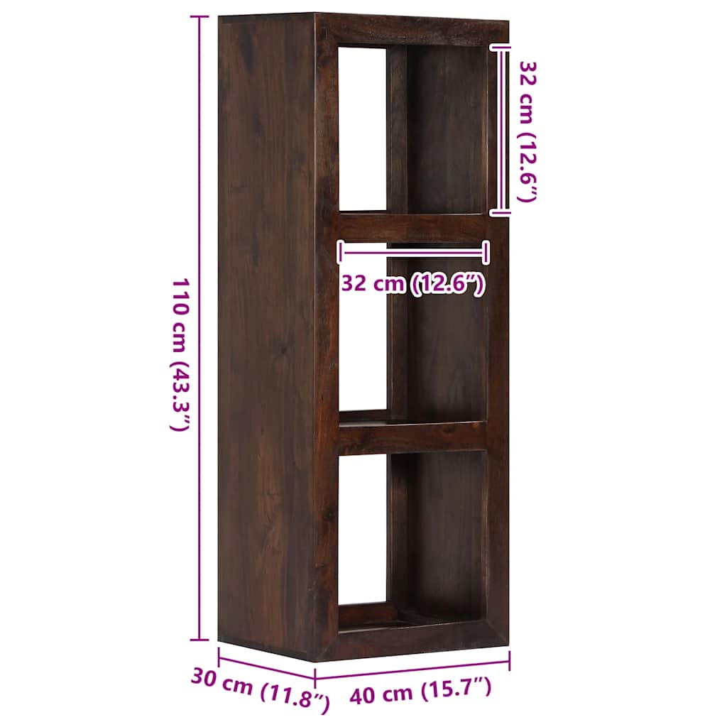 Wandkast 40x30x110 cm massief acaciahout – afbeelding 8