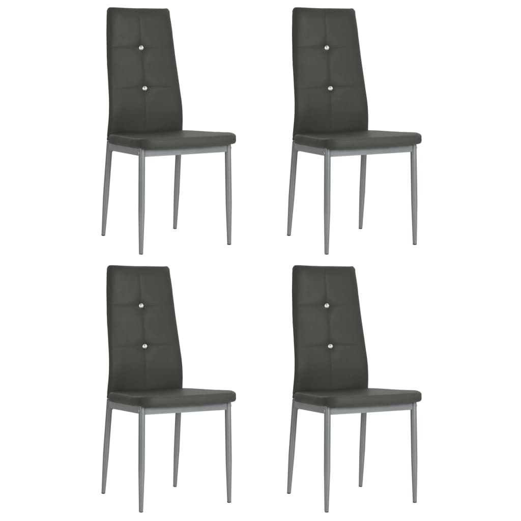Eetkamerstoelen 4 st kunstleer grijs – afbeelding 1