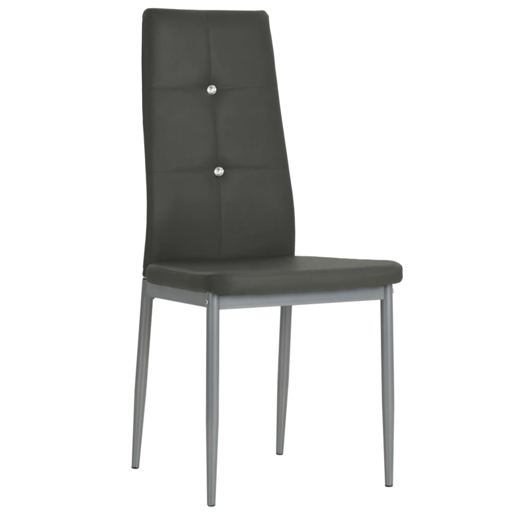 Eetkamerstoelen 4 st kunstleer grijs – afbeelding 2