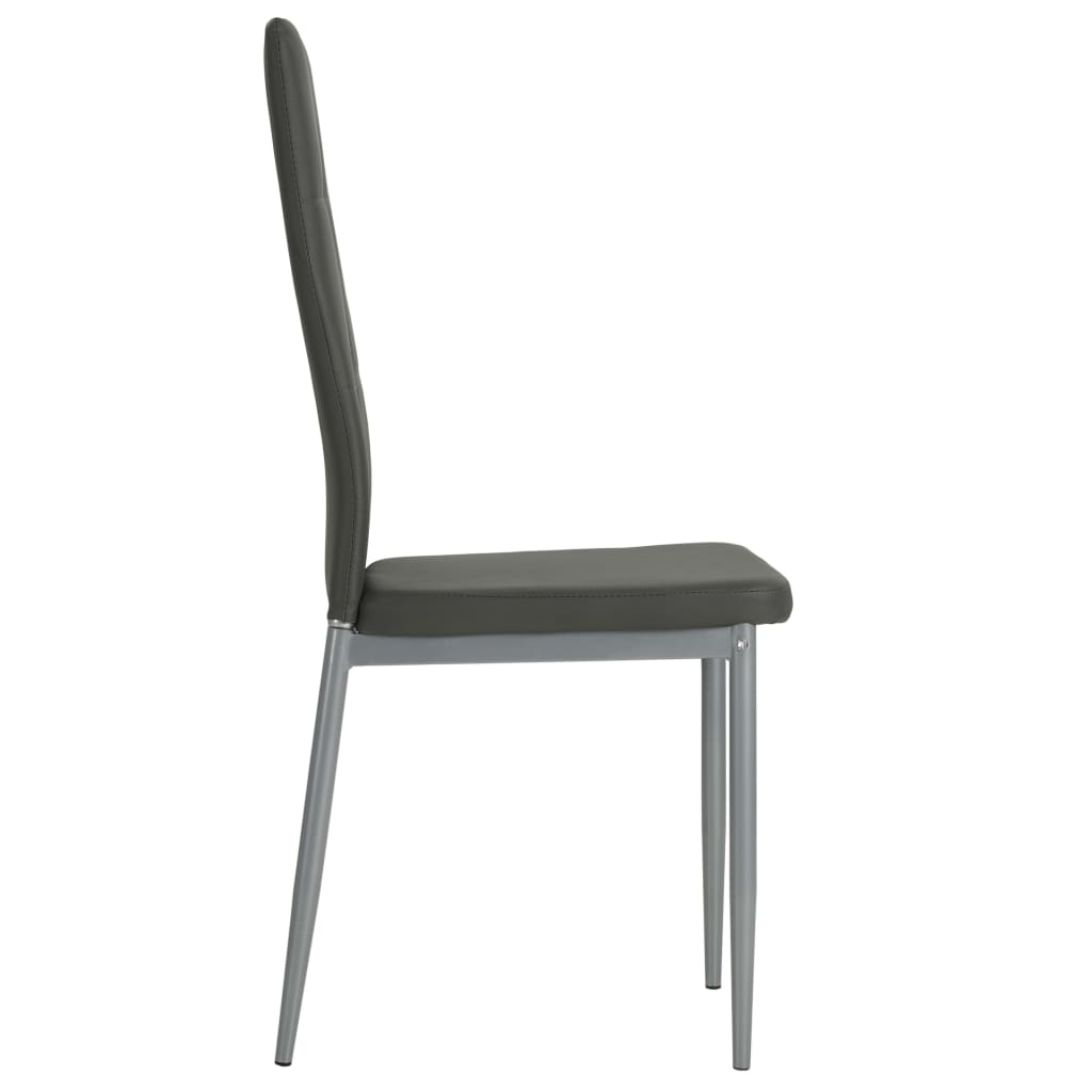 Eetkamerstoelen 4 st kunstleer grijs – afbeelding 3