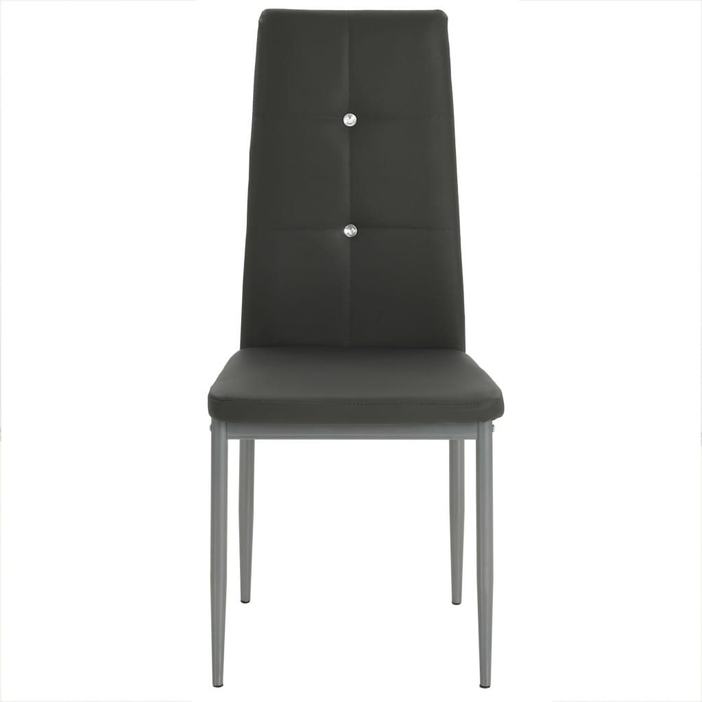 Eetkamerstoelen 4 st kunstleer grijs – afbeelding 4