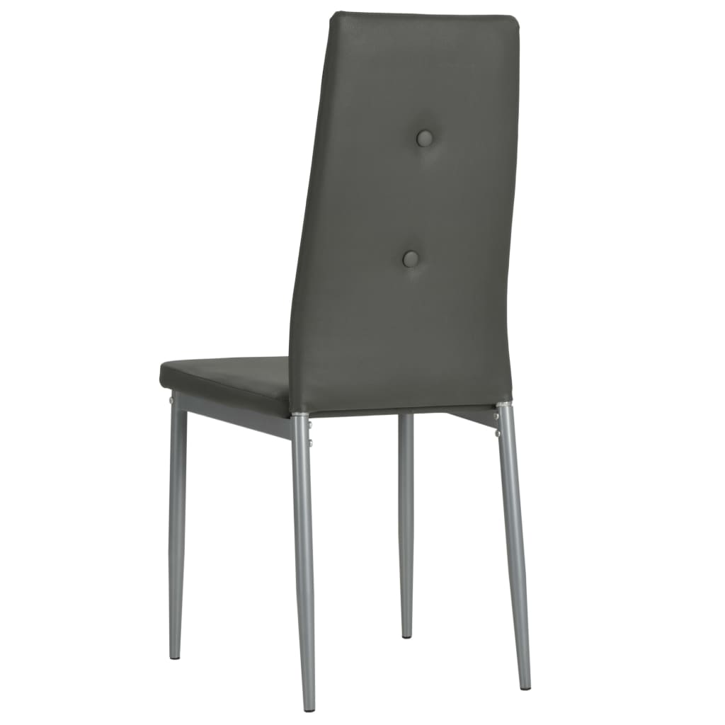Eetkamerstoelen 4 st kunstleer grijs – afbeelding 5
