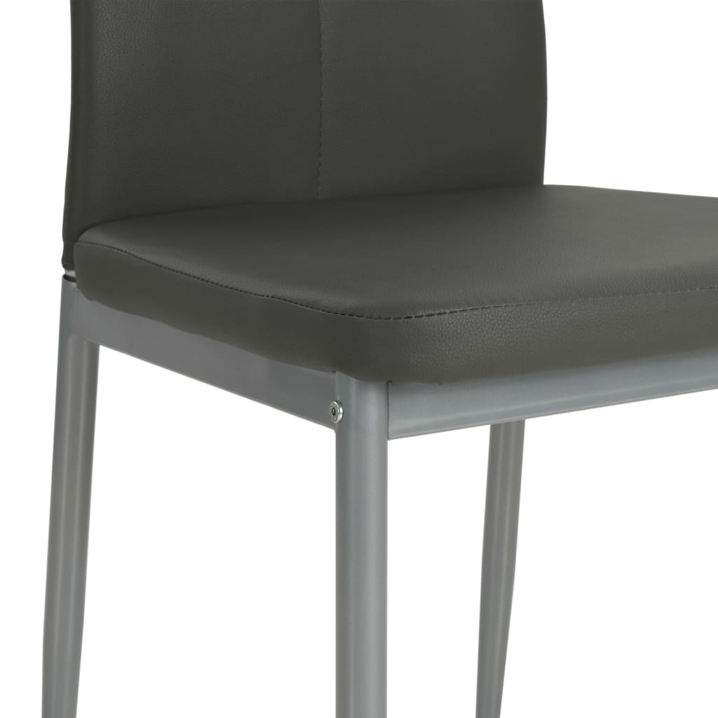 Eetkamerstoelen 4 st kunstleer grijs – afbeelding 6