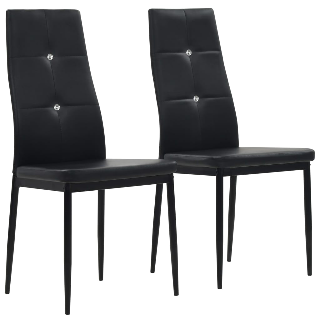 Eetkamerstoelen 2 st kunstleer zwart – afbeelding 1