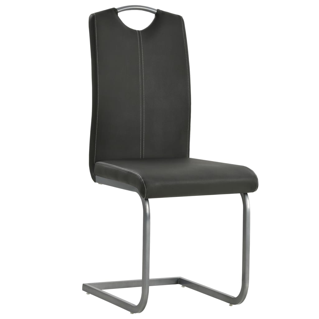 Eetkamerstoelen 2 st kunstleer grijs – afbeelding 2