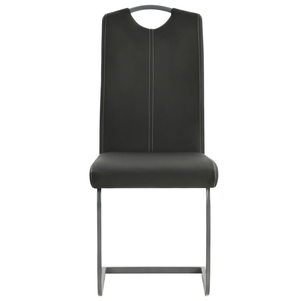 Eetkamerstoelen 2 st kunstleer grijs – afbeelding 3