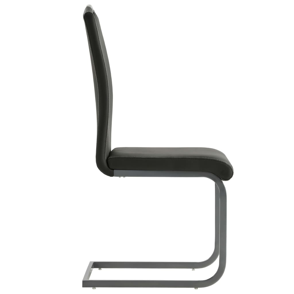 Eetkamerstoelen 2 st kunstleer grijs – afbeelding 4