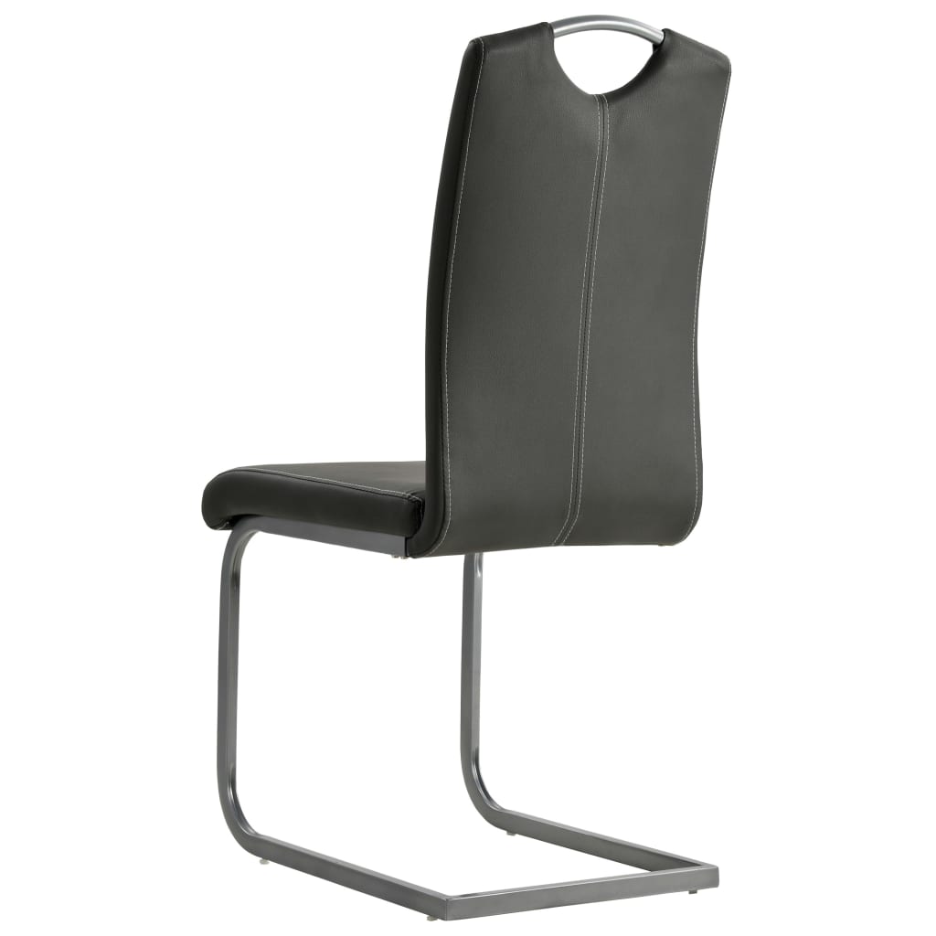 Eetkamerstoelen 2 st kunstleer grijs – afbeelding 5