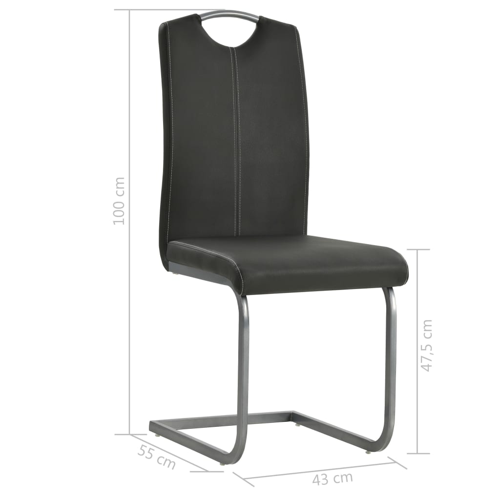 Eetkamerstoelen 2 st kunstleer grijs – afbeelding 8