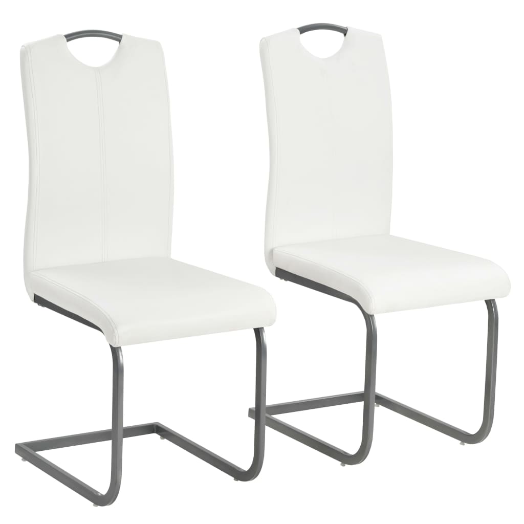 Eetkamerstoelen 2 st kunstleer wit – afbeelding 1