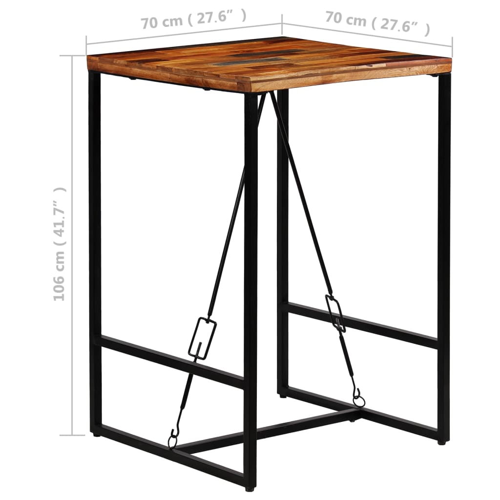 Bartafel 70x70x106 cm massief gerecycled hout – afbeelding 8