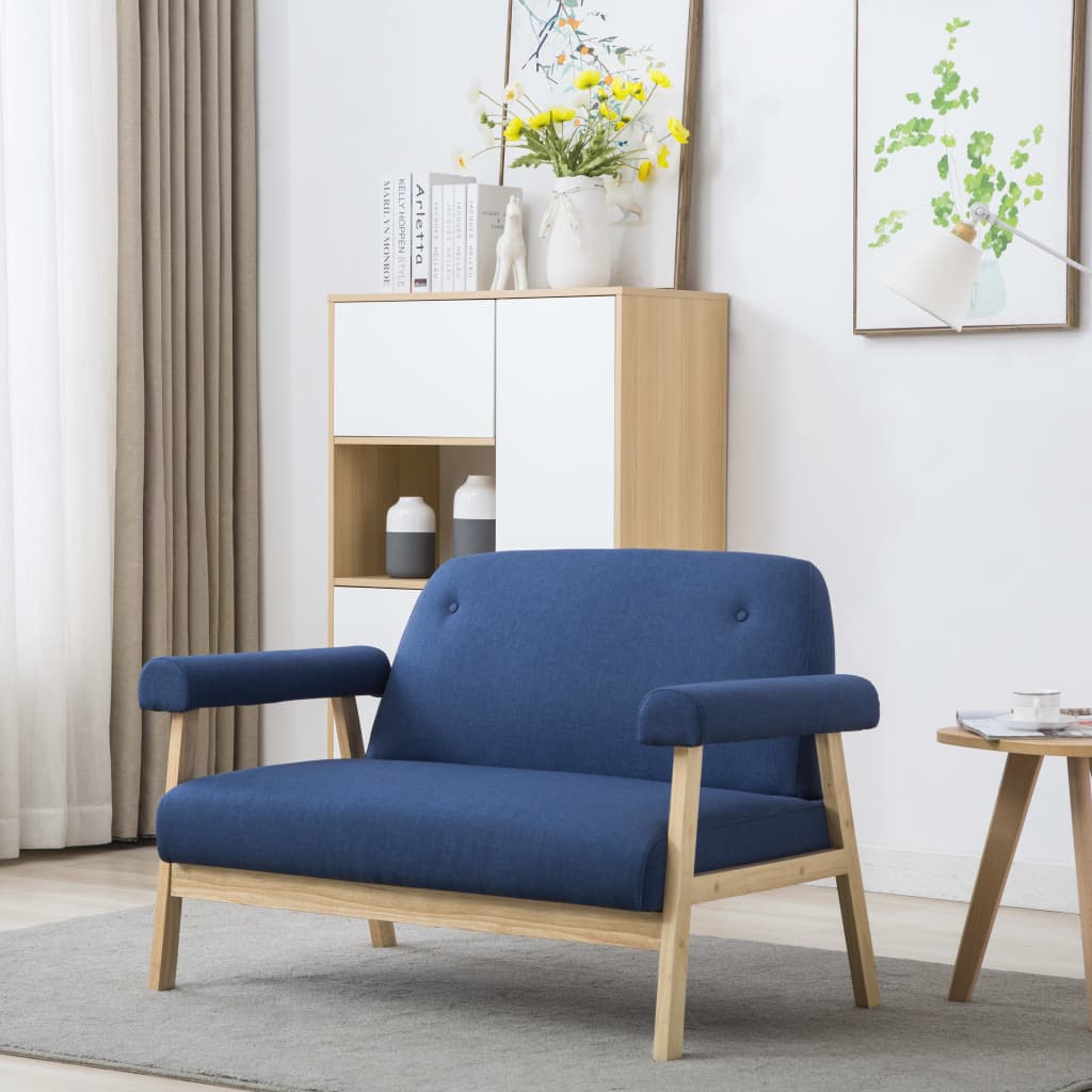 Tweezitsbank stof blauw – afbeelding 1