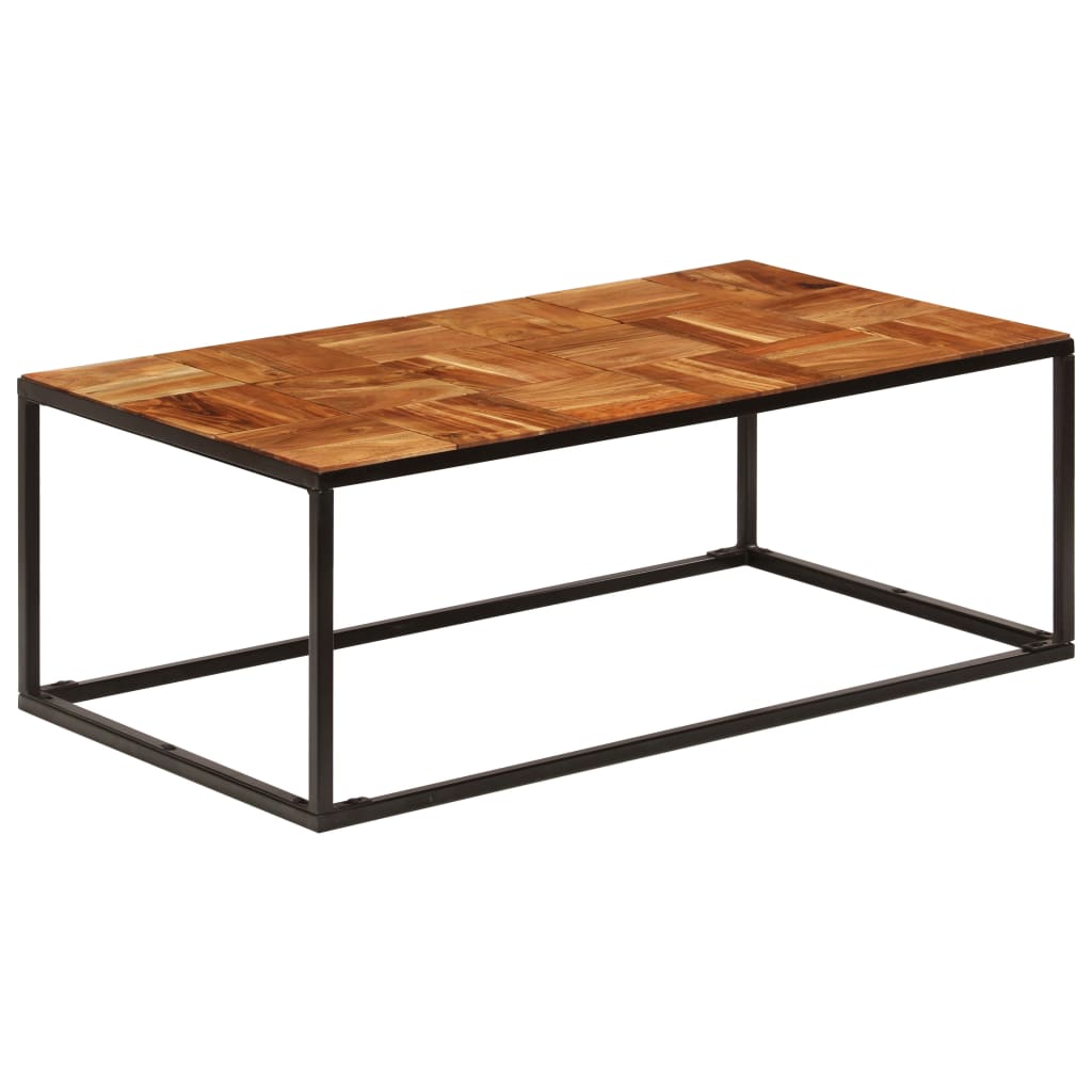 Salontafel 110x60x40 cm massief acaciahout en staal – afbeelding 1