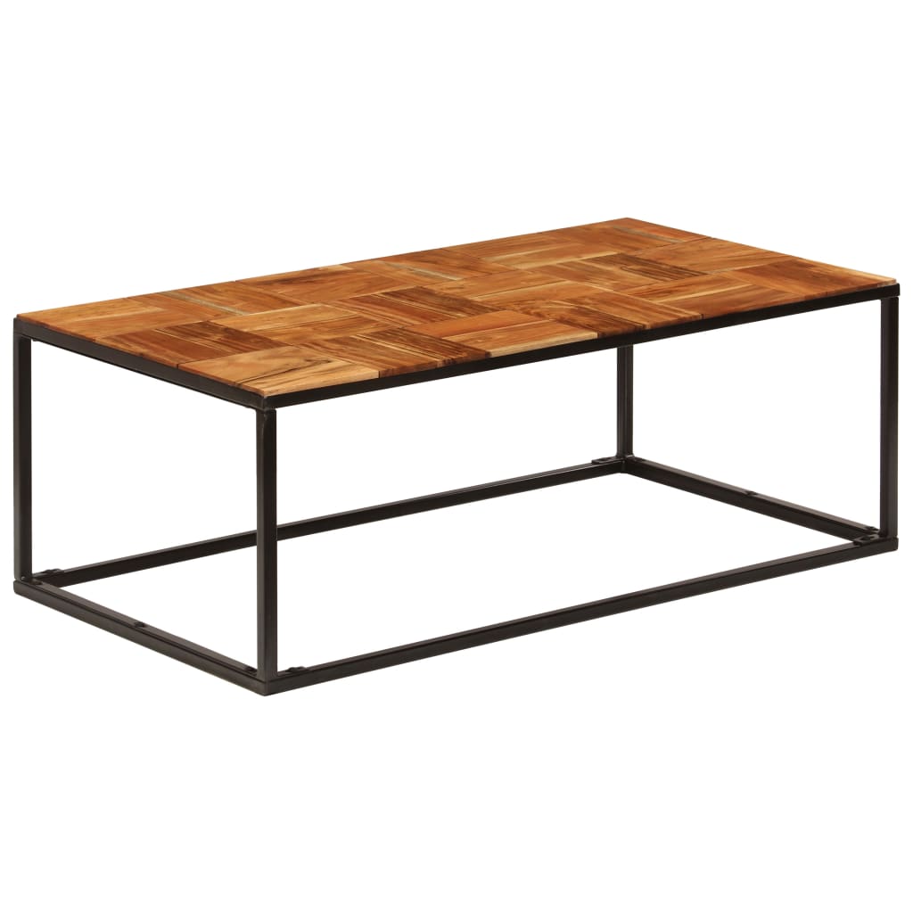 Salontafel 110x60x40 cm massief acaciahout en staal – afbeelding 10