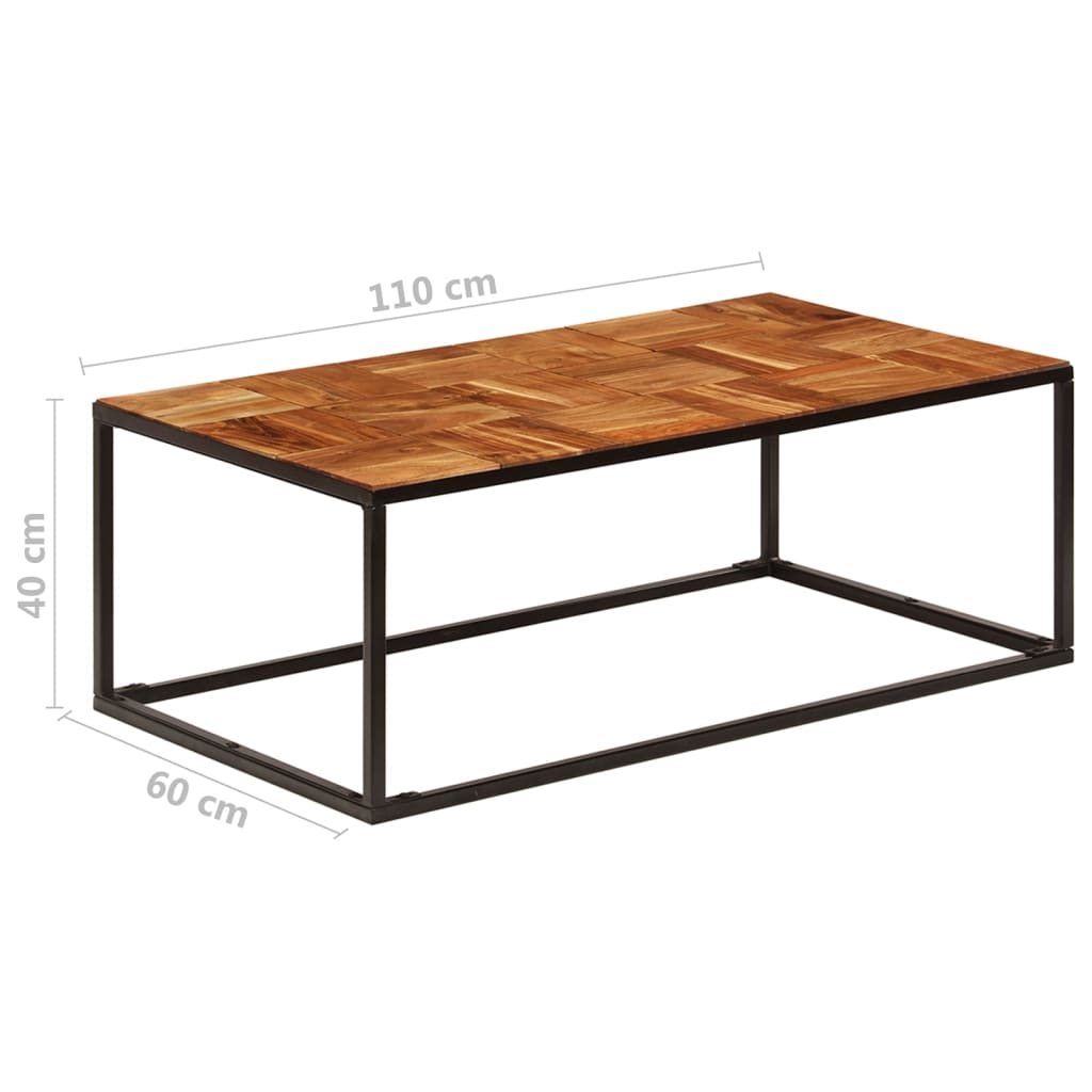 Salontafel 110x60x40 cm massief acaciahout en staal – afbeelding 7