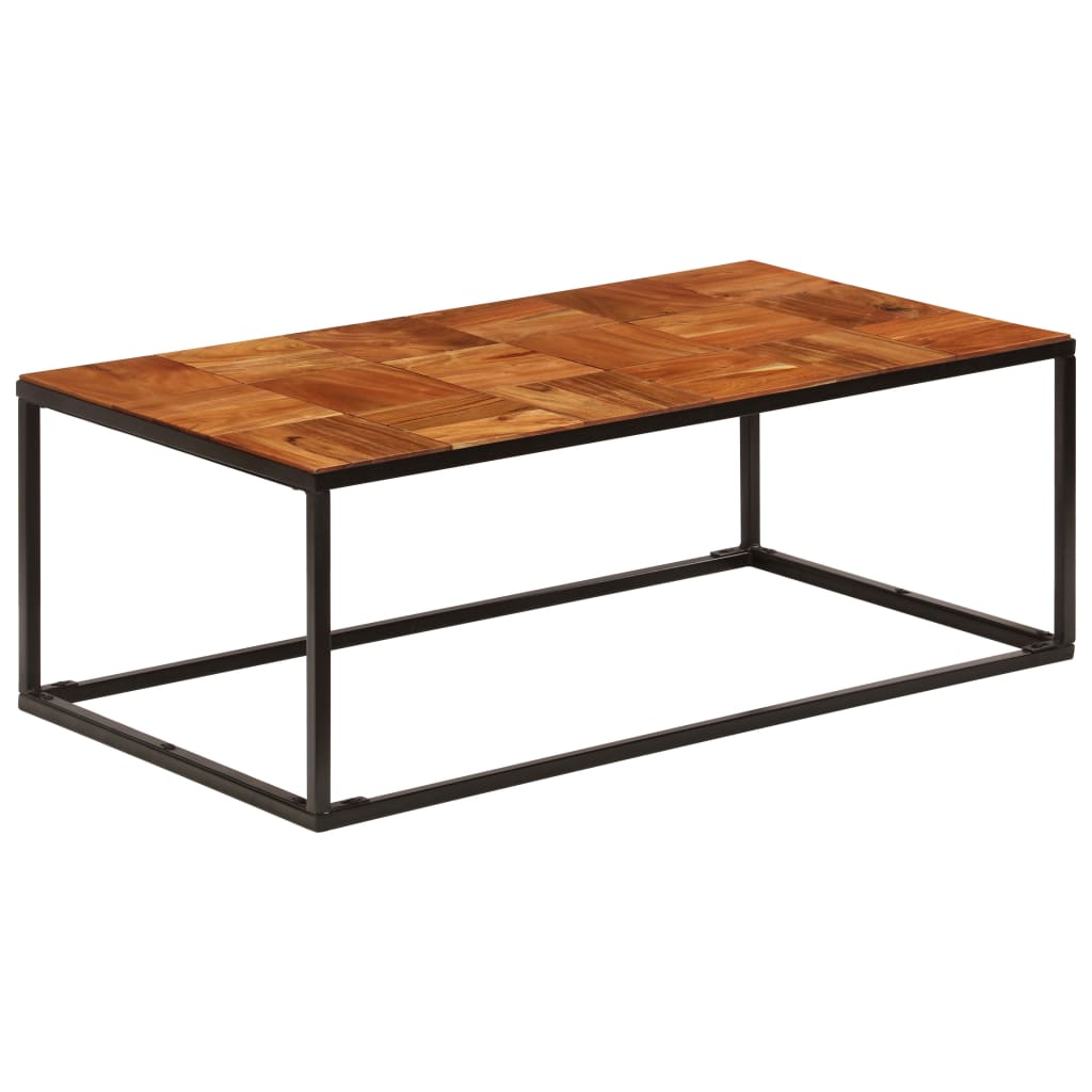 Salontafel 110x60x40 cm massief acaciahout en staal – afbeelding 8