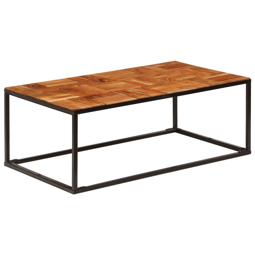 Salontafel 110x60x40 cm massief acaciahout en staal – afbeelding 9