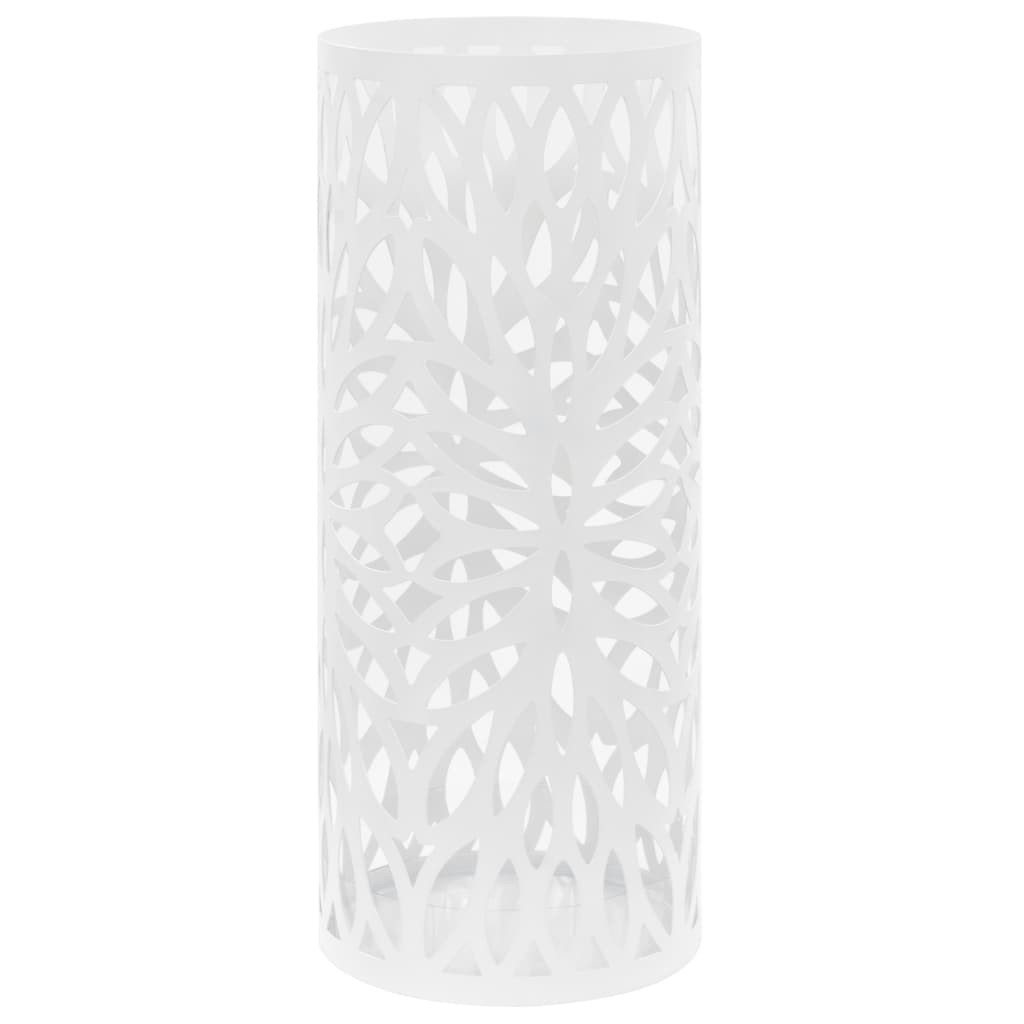 Parapluhouder bladeren staal wit – afbeelding 1
